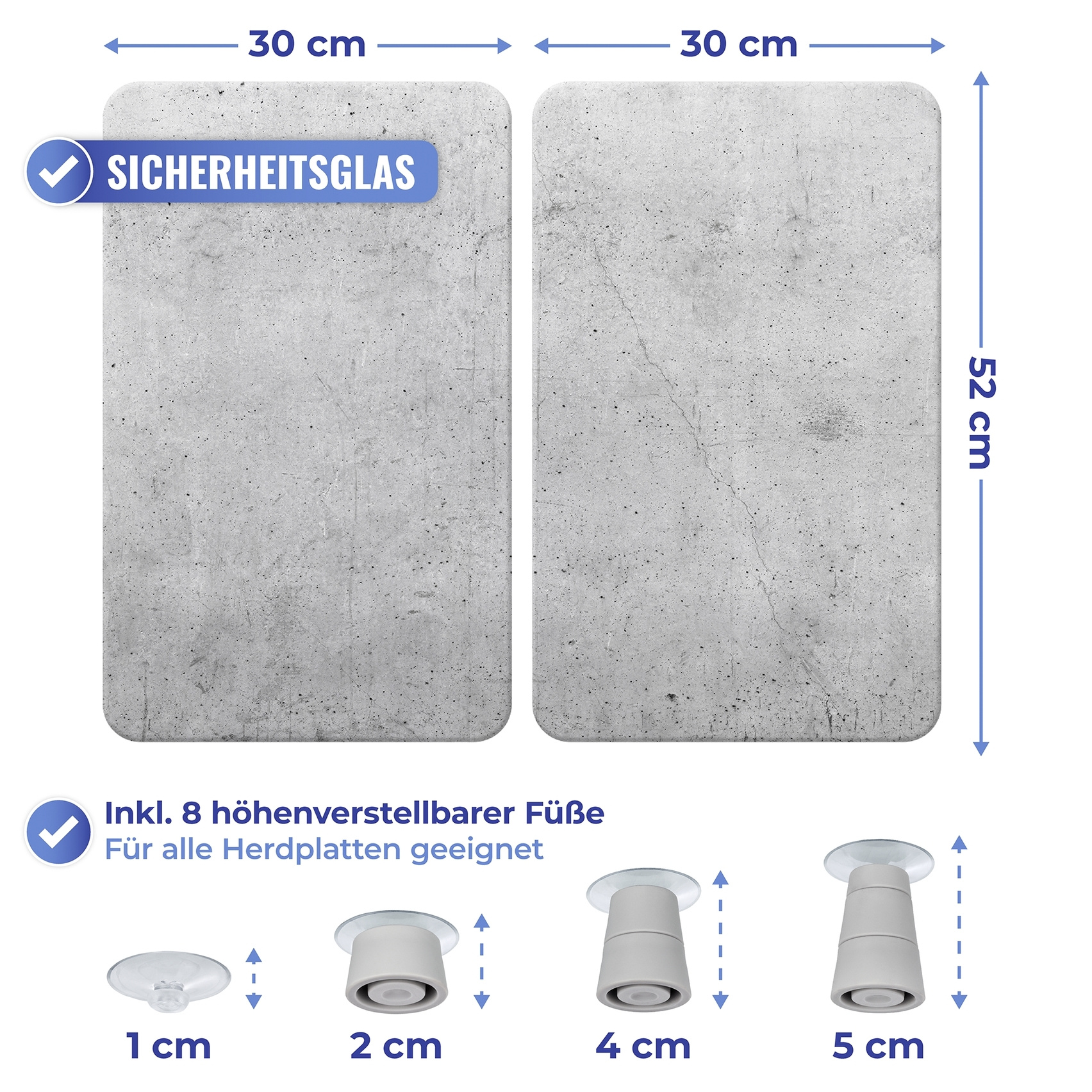Herdabdeckplatte 2er Set BETON