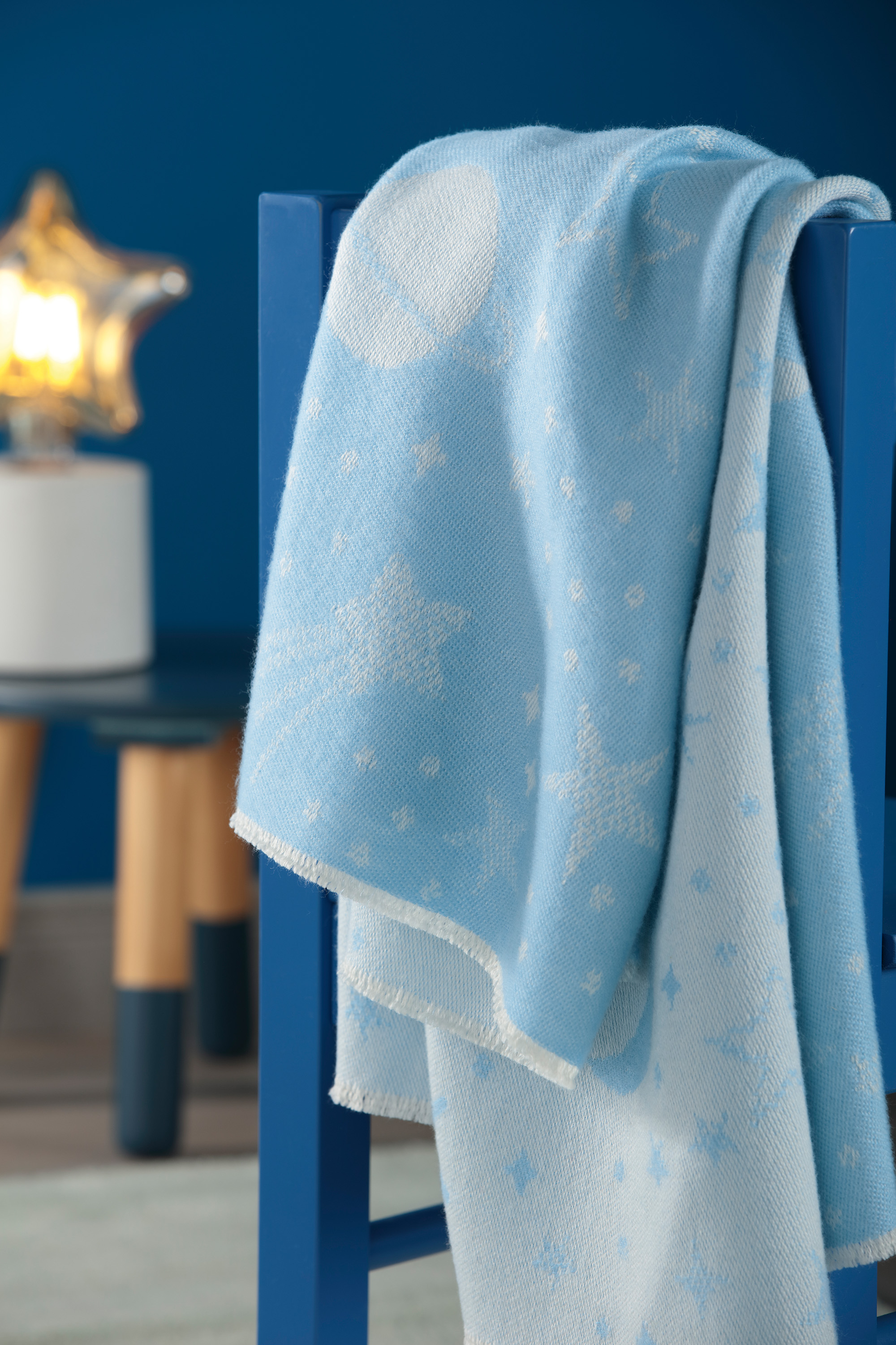 Kinderwolldecke UNIVERSE BLUE