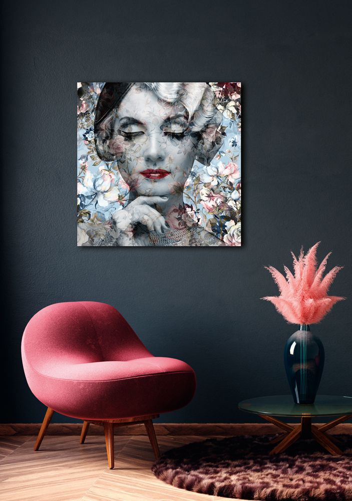 Glasbild PASTELLBLÜTEN DAME