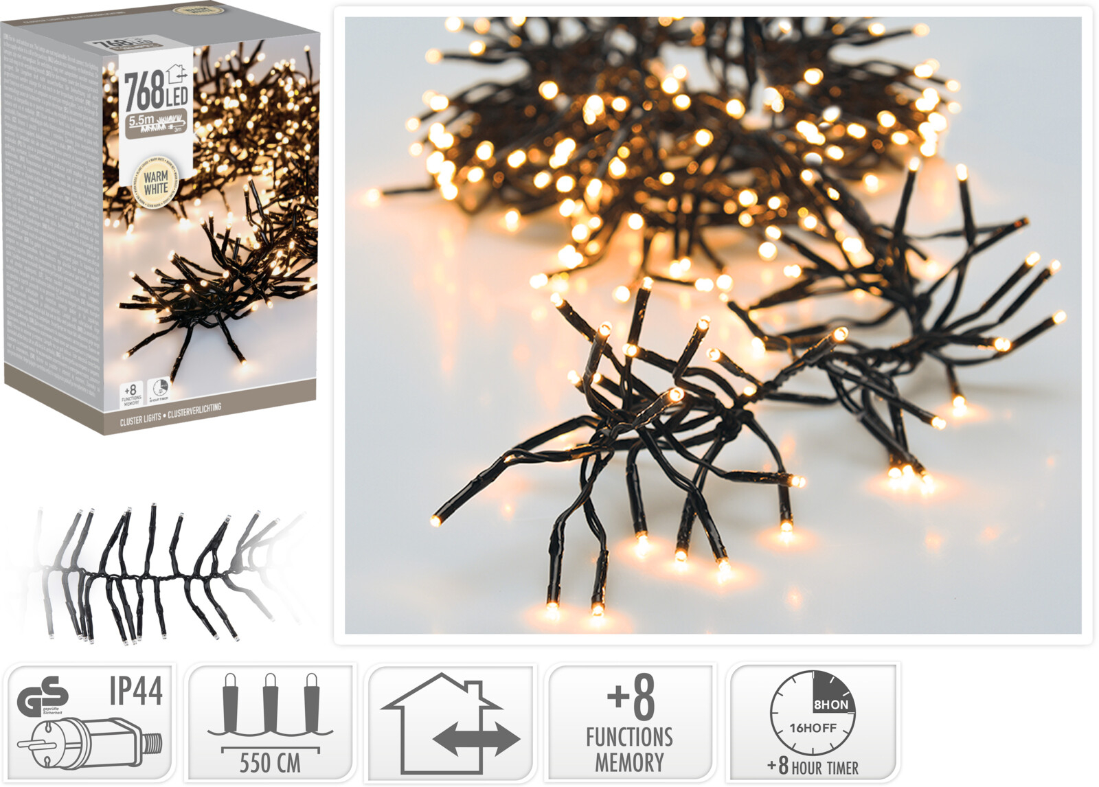 Lichterkette BLACK CLUSTER LED