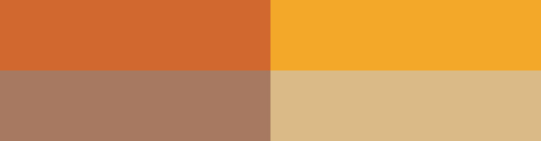 Farben Orange-Braun, Gold-Gelb, Braun und Ocker