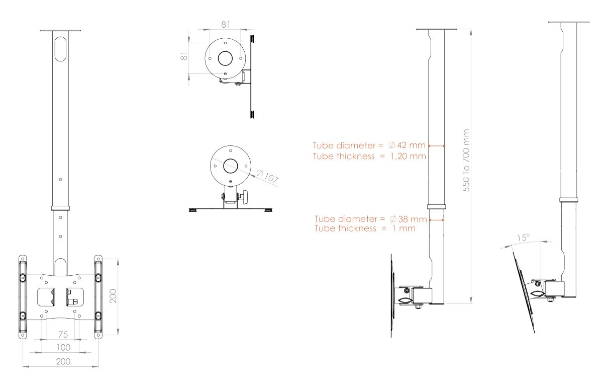 TV-Deckenhalterung B-DX 200