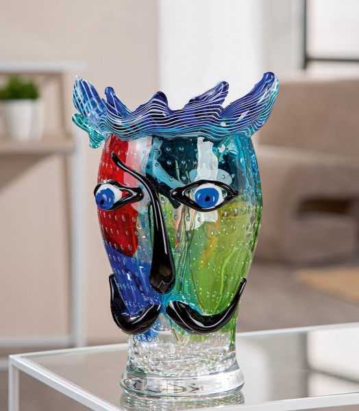 Vase FACE DONALD in grün aus Glas