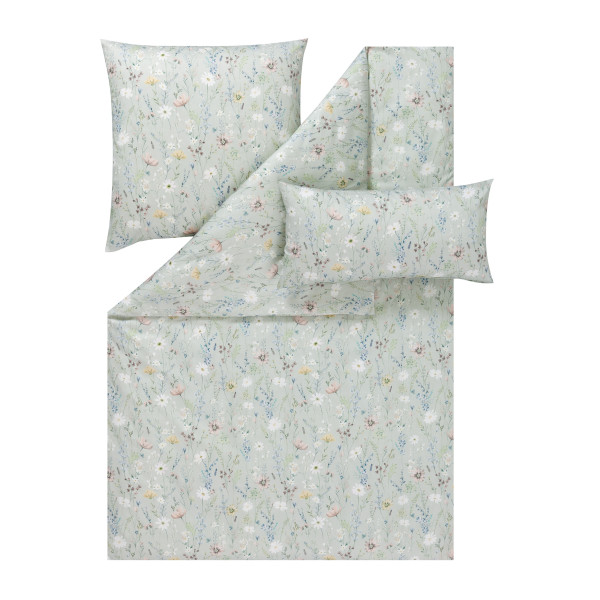 Bettwäsche CELESTE Mako-Satin in grün aus Baumwolle