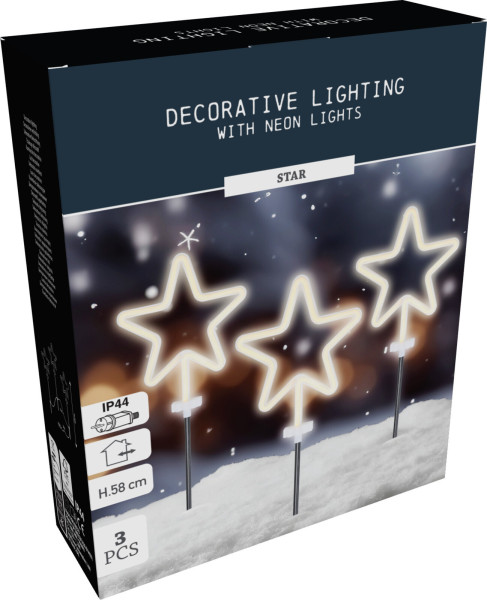 Gartenstecker-Set NEON STAR in mehrfarbig aus Polypropylen