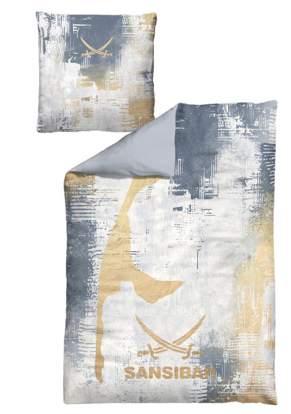 Bettwäsche SANSIBAR Satin in blau aus Baumwolle