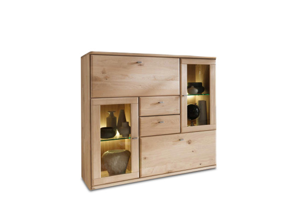 Highboard MONDO ABANDO in Wildeiche aus Massivholz