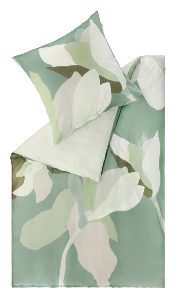 Bettwäsche BLOSSOMS in grün aus Baumwolle