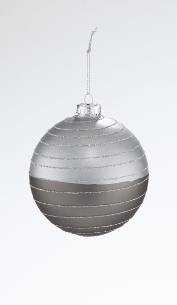 Weihnachtskugel GRAU/SILBER in grau aus Glas