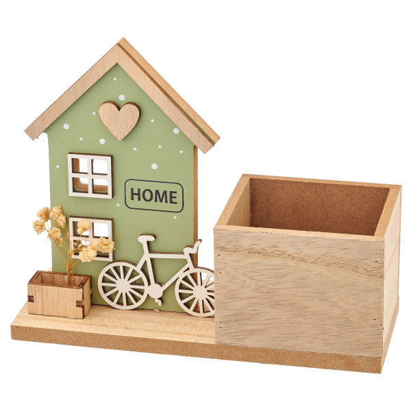 Aufsteller Haus in grün aus Holz