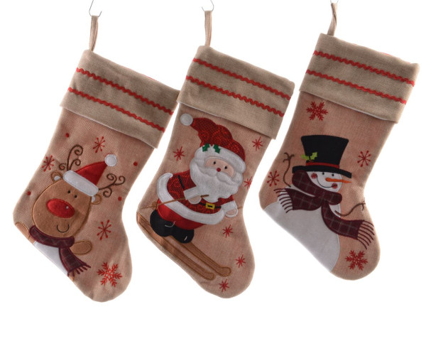 Weihnachtsstrumpf X-MAS in mehrfarbig aus Polyester