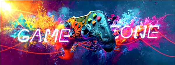 Keilrahmenbild GAME ZONE in mehrfarbig aus Holz