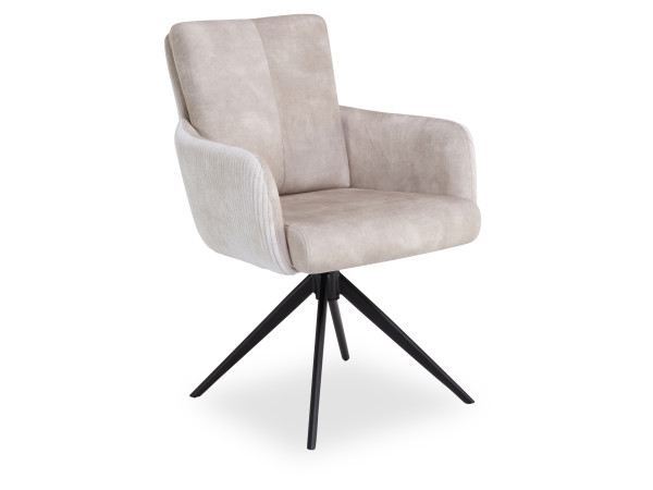 Armlehnstuhl HARPER DELEIMA in creme aus Stoff