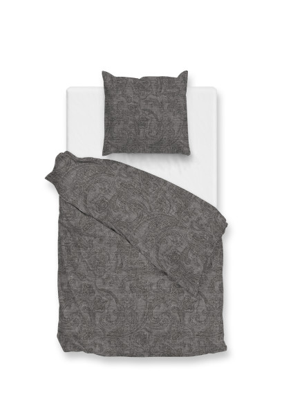 Bettwäsche PAISLEY DI LINO in dunkelgrau aus Baumwolle
