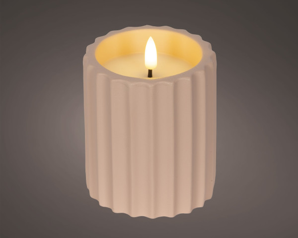 Kerze LED BETON rosa in rosa aus Wachs