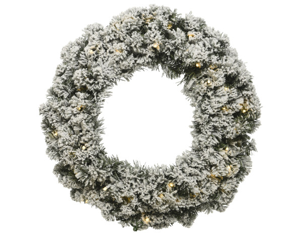 Dekokranz LED WREATH SNOWY in weiß/grün aus Kunststoff