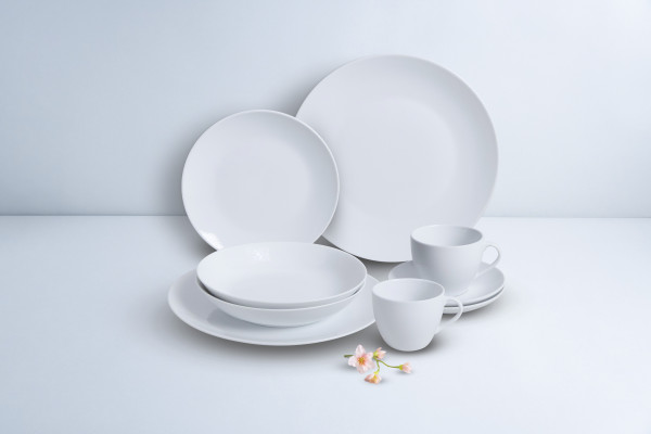 Komplettgeschirr RONDA in weiß aus Porzellan