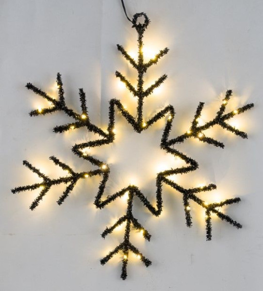 Schneeflocke LED in schwarz aus Metall