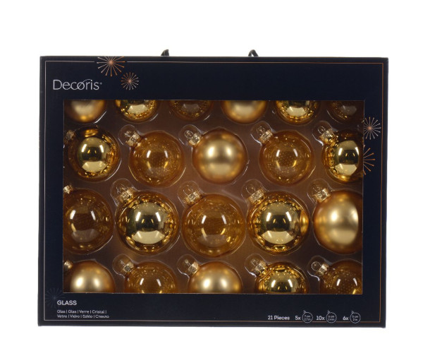 Weihnachtskugel-Box MIDI HELL GOLD in goldfarben aus Glas