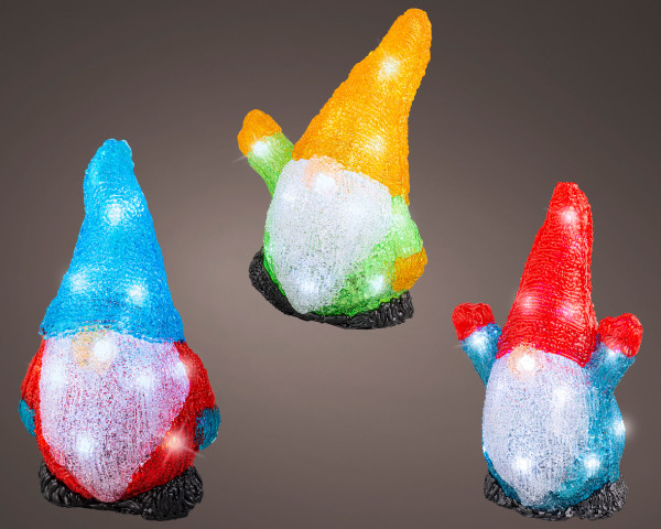 Dekofigur LED ZWERG in mehrfarbig aus Polyacryl