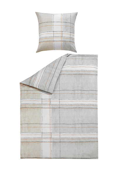 Bettwäsche VALERIA Satin in silberfarben aus Baumwolle