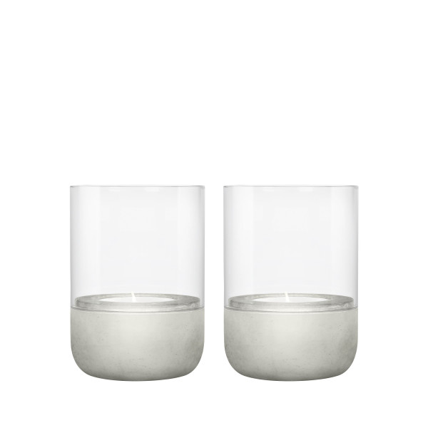 Windlicht-Set CALMA in grau aus Glas