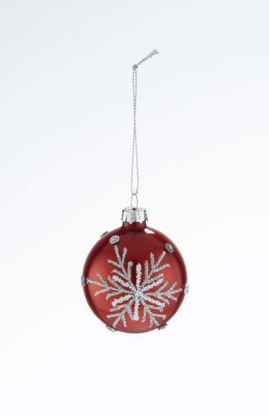 Weihnachtskugel rot in rot aus Glas