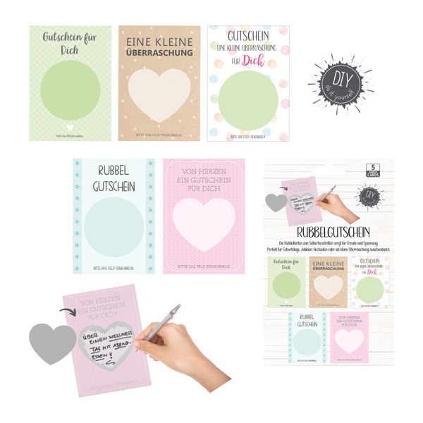 Rubbelkarten-Set GUTSCHEIN in mehrfarbig aus Papier
