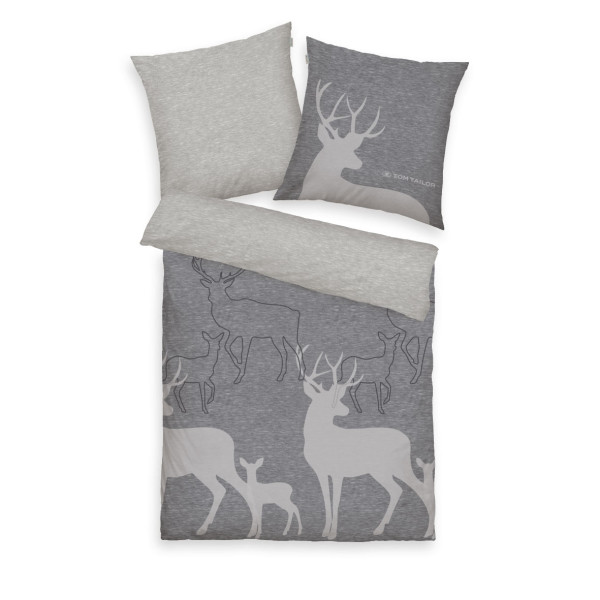 Bettwäsche TOM TAILOR Flanell in grau aus Baumwolle