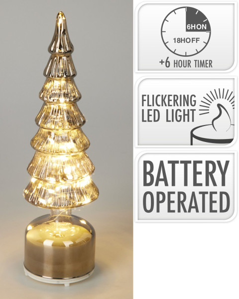 Weihnachtsbaum LED in grau aus Glas