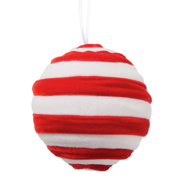 Weihnachtskugel VELVY in weiß/rot aus Polyester