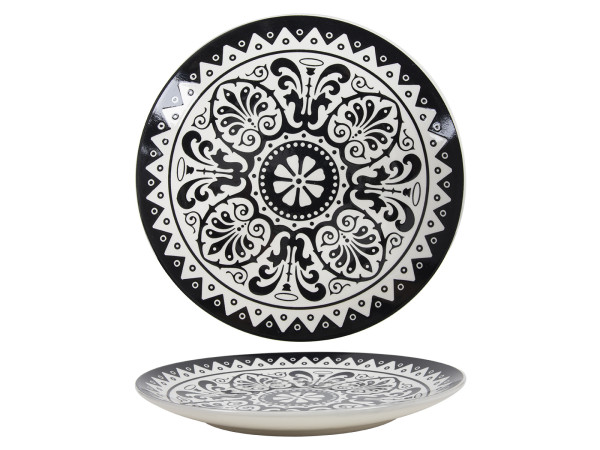 Speiseteller HARMONY in schwarz/weiß aus Steinzeug