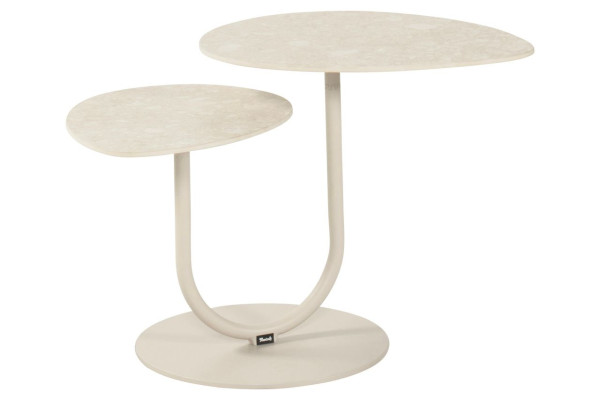 Beistelltisch ROTA-DUO in beige aus Keramik