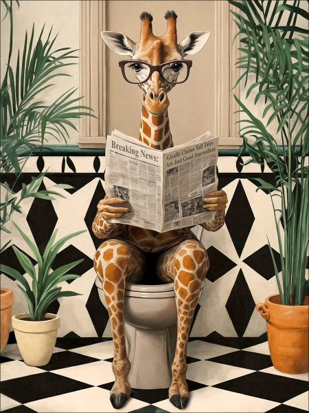Glasbild LUSTIGE GIRAFFE in mehrfarbig aus Glas