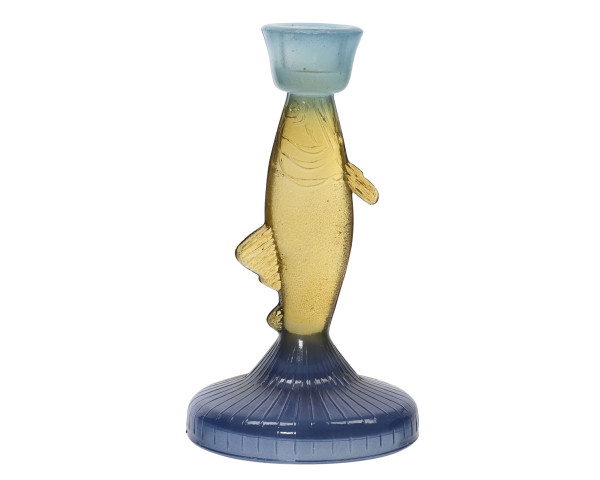 Kerzenhalter FISH in blau aus Glas