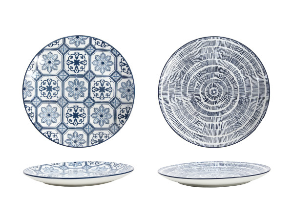 Dessertteller PATCH PRINT in dunkelblau aus Steinzeug