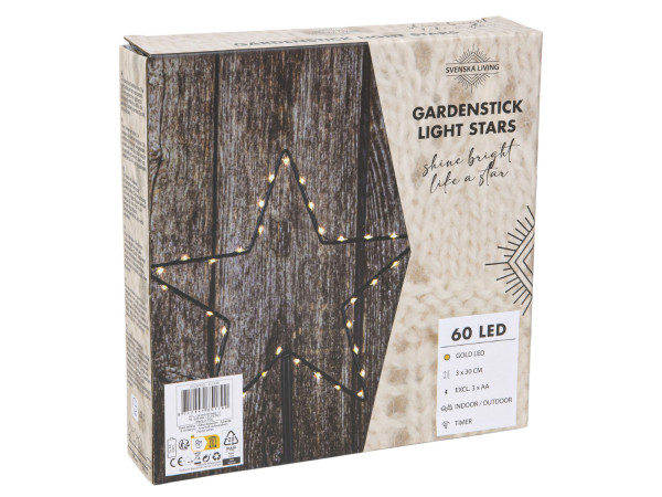 Gartenstecker-Set LED STERNE in schwarz aus Metall