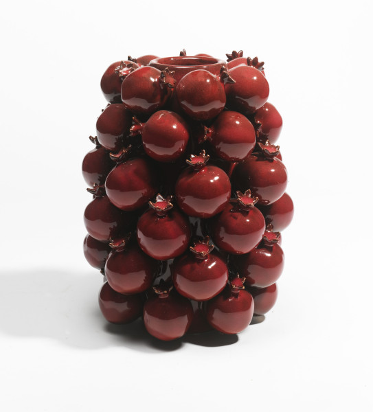 Vase GRANATAPFEL in rot aus Steinzeug