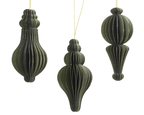 Christbaumschmuck Hänger ORNAMENT in grün aus Papier