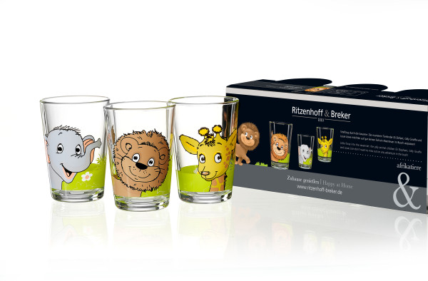 Trinkglas-Set AFRIKATIERE in mehrfarbig aus Glas