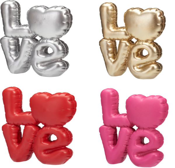 Dekoobjekt LOVE in silberfarben aus Polystone