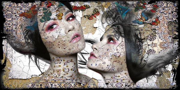 Bild Leather-Dibond BUTTERFLY in mehrfarbig
