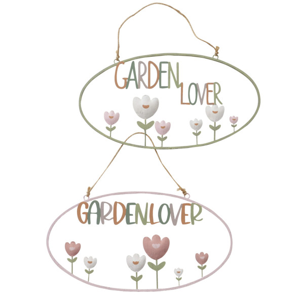 Schild GARDENLOVE in mehrfarbig aus Eisen