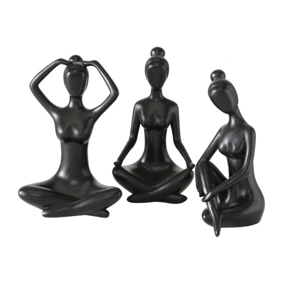 Dekofigur YOGA in schwarz aus Kunstharz