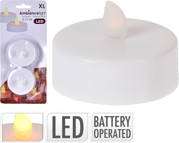 Teelicht-Set LED JUMBO in weiß aus Wachs