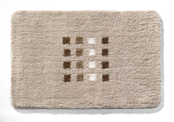 Badteppich QUADRI in beige aus Polyacryl