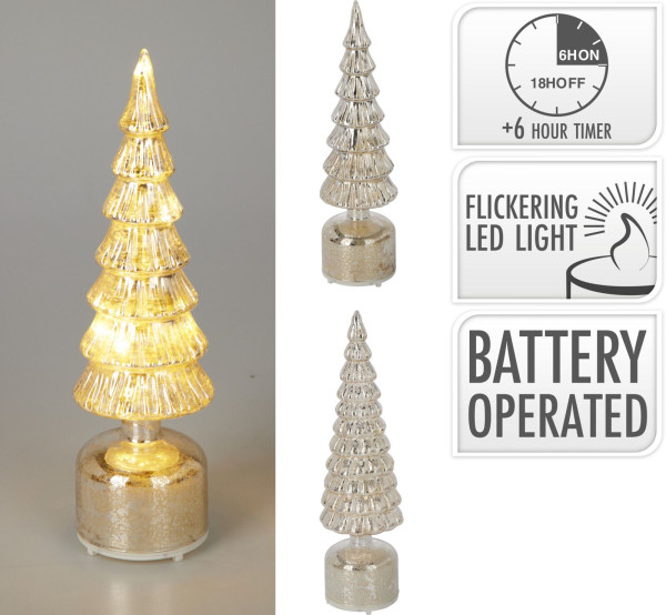 Weihnachtsbaum LED in silberfarben aus Glas