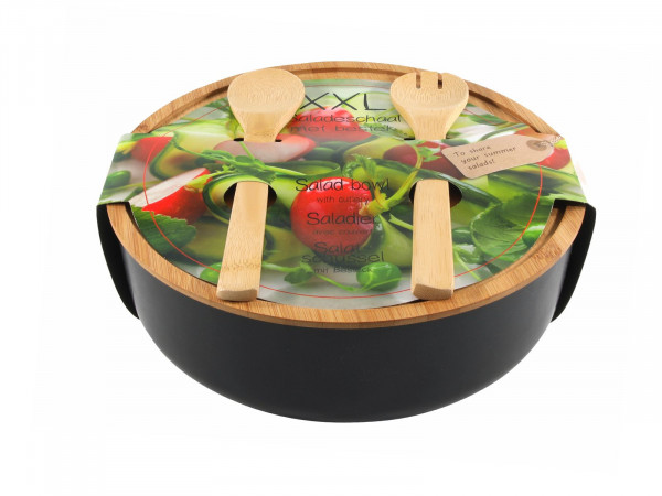 Salatschüssel-Set XXL schwarz in schwarz aus Metall