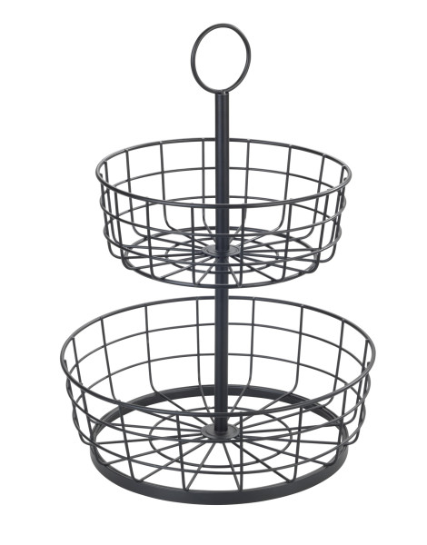 Multi-Korb-Etagere in schwarz aus Materialmix