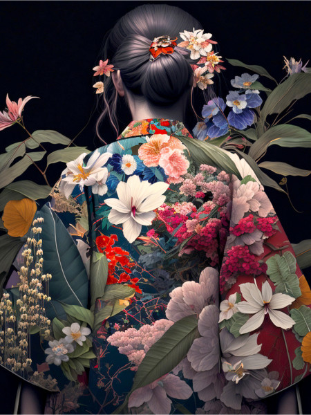 Glasbild GEISHA V in mehrfarbig aus Glas